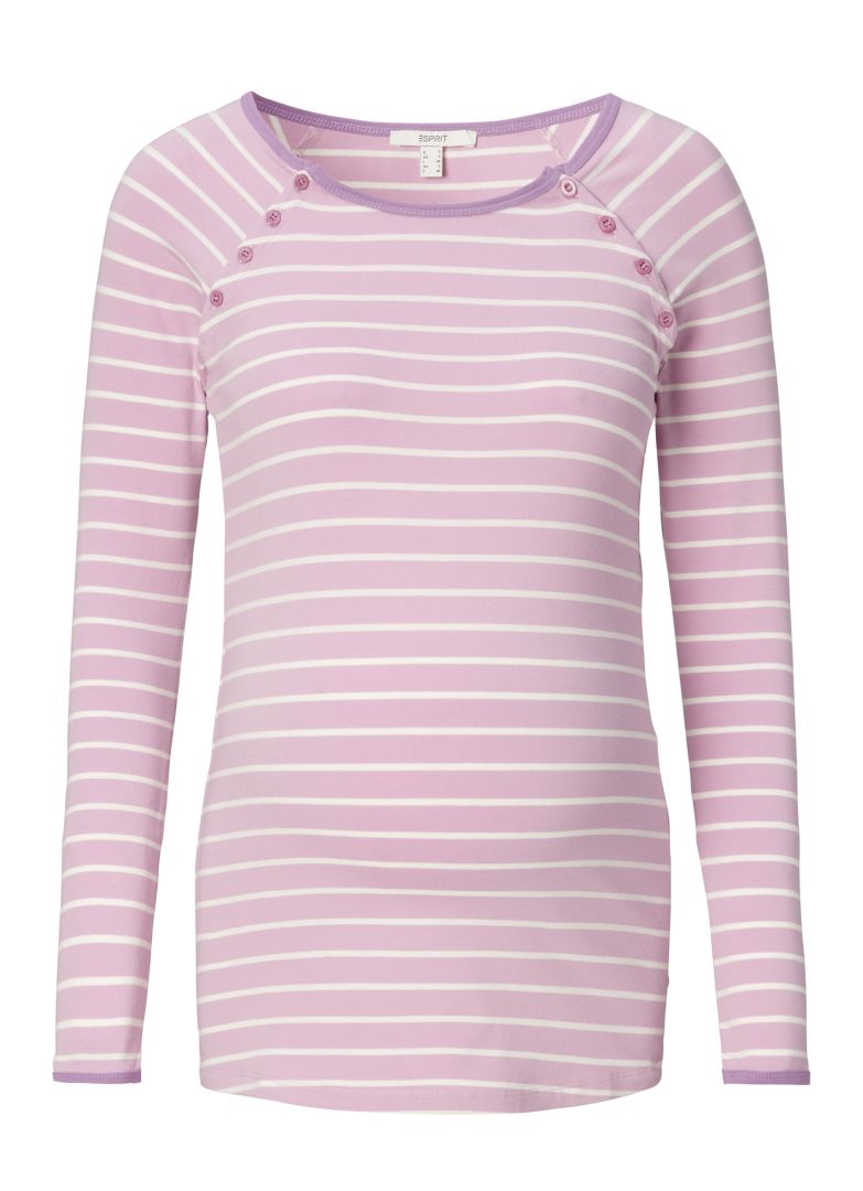 Organic Maternity and Nursing Shirt with Stripes pale purple