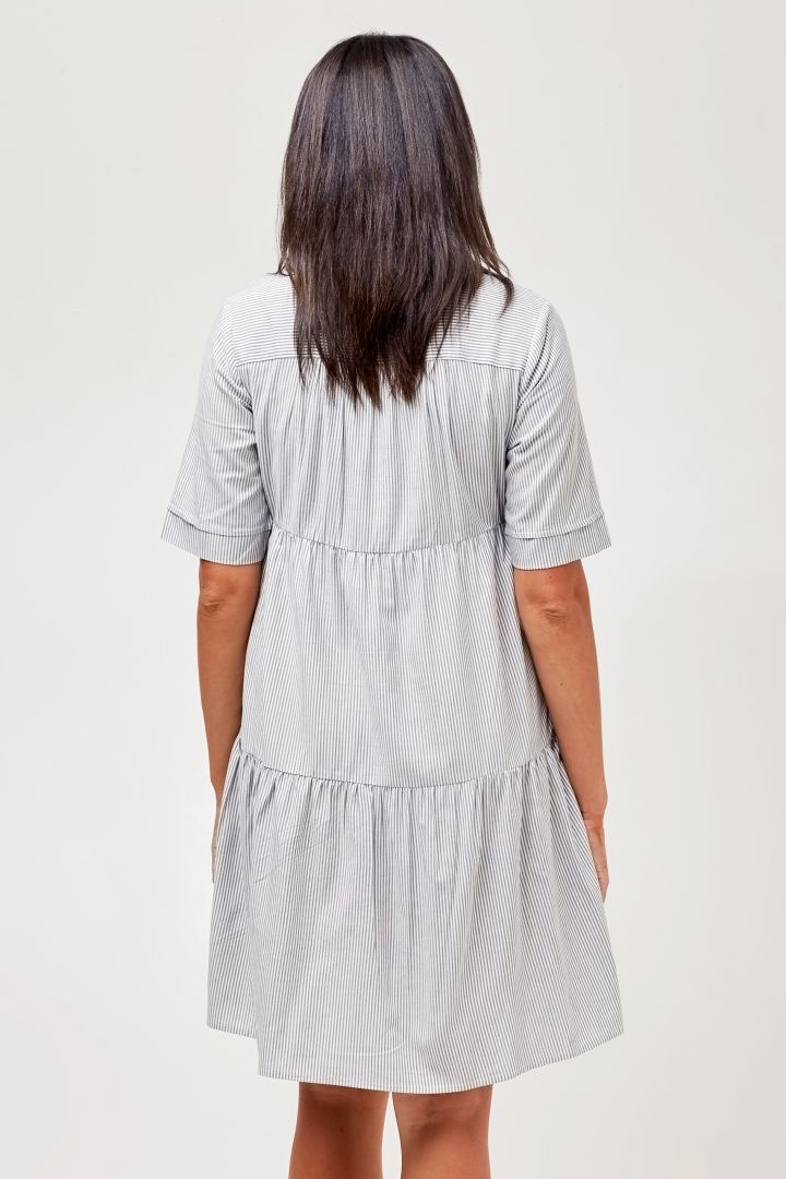 Umstands- und Stillkleid mit Knopfleiste gestreift