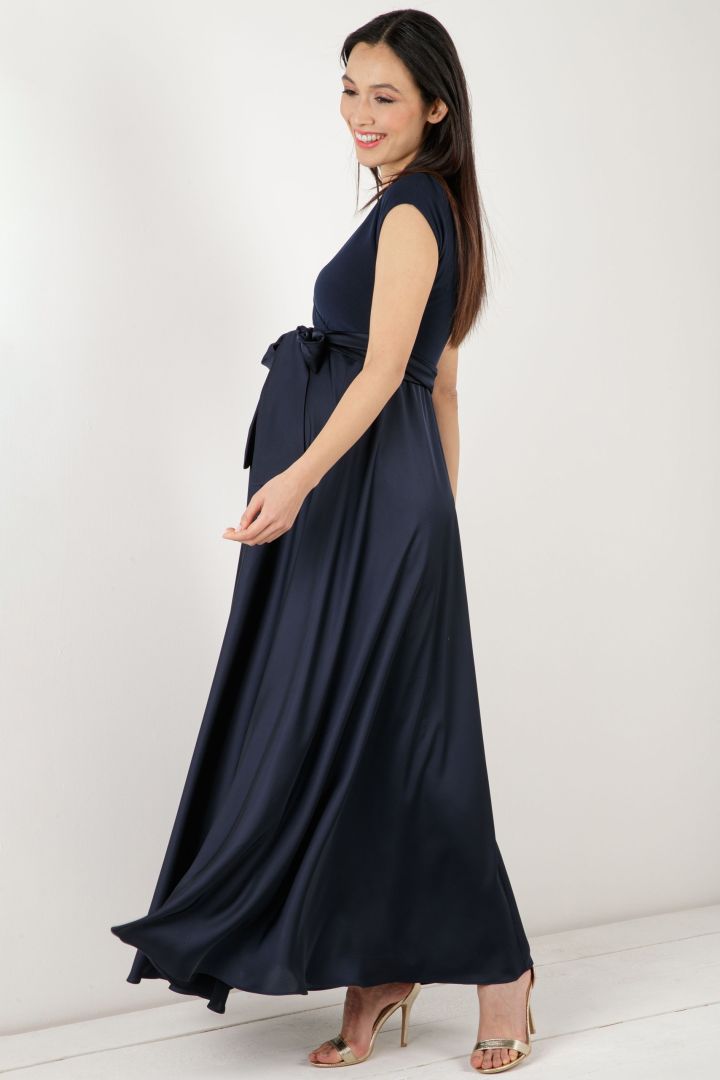 Maxi Maternity and Nursing Dress blue