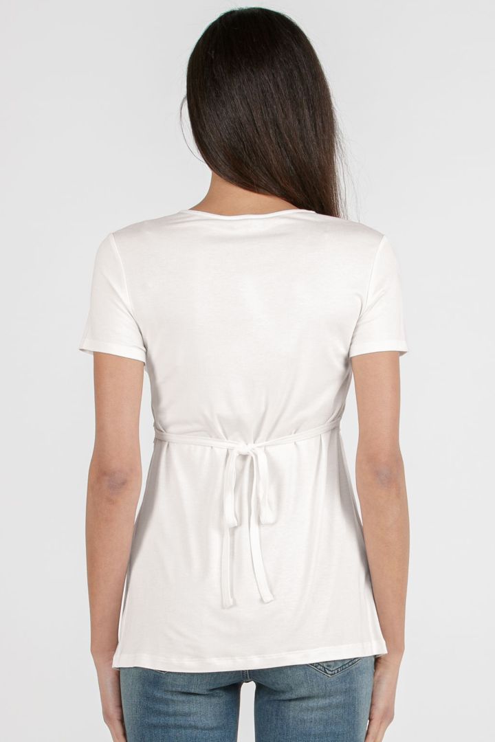 Umstands- und Stillshirt mit Rückenbindung weiß