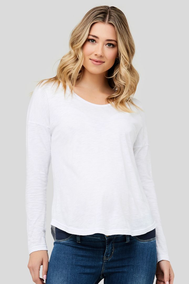 Relaxed Maternity Shirt Long Sleeve white