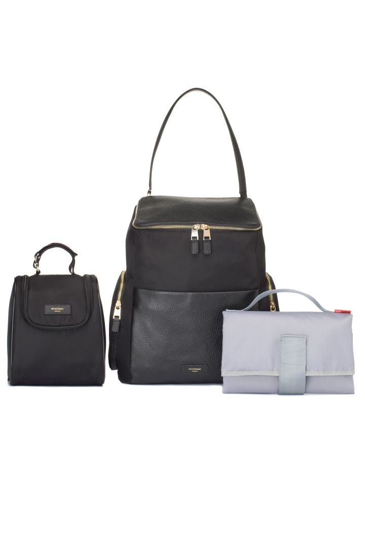 Storksak Wickelrucksack mit Leder und Hardware gold