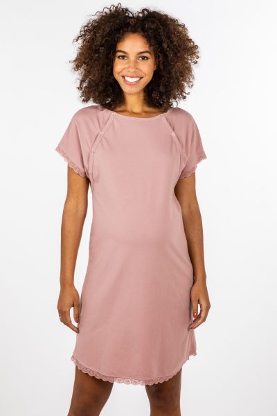 Organic Geburtskleid und Stillnachthemd rosa