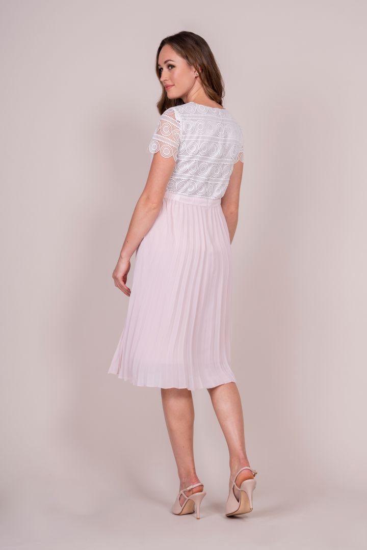 Umstandskleid mit Spitzenoberteil und Plisseerock
