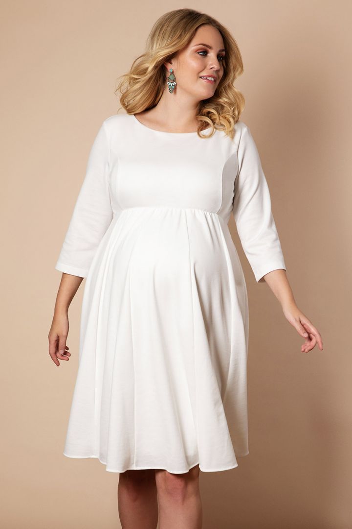 Plus Size Umstandsbrautkleid mit U-Boot Ausschnitt