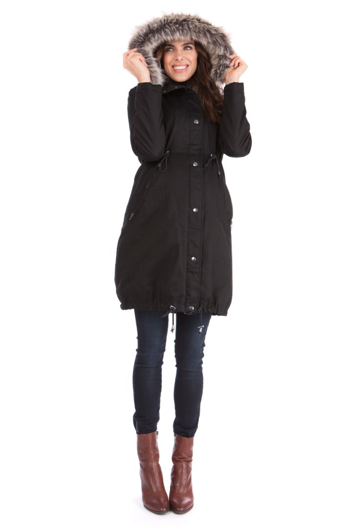 Premium Umstandsparka und Tragejacke schwarz