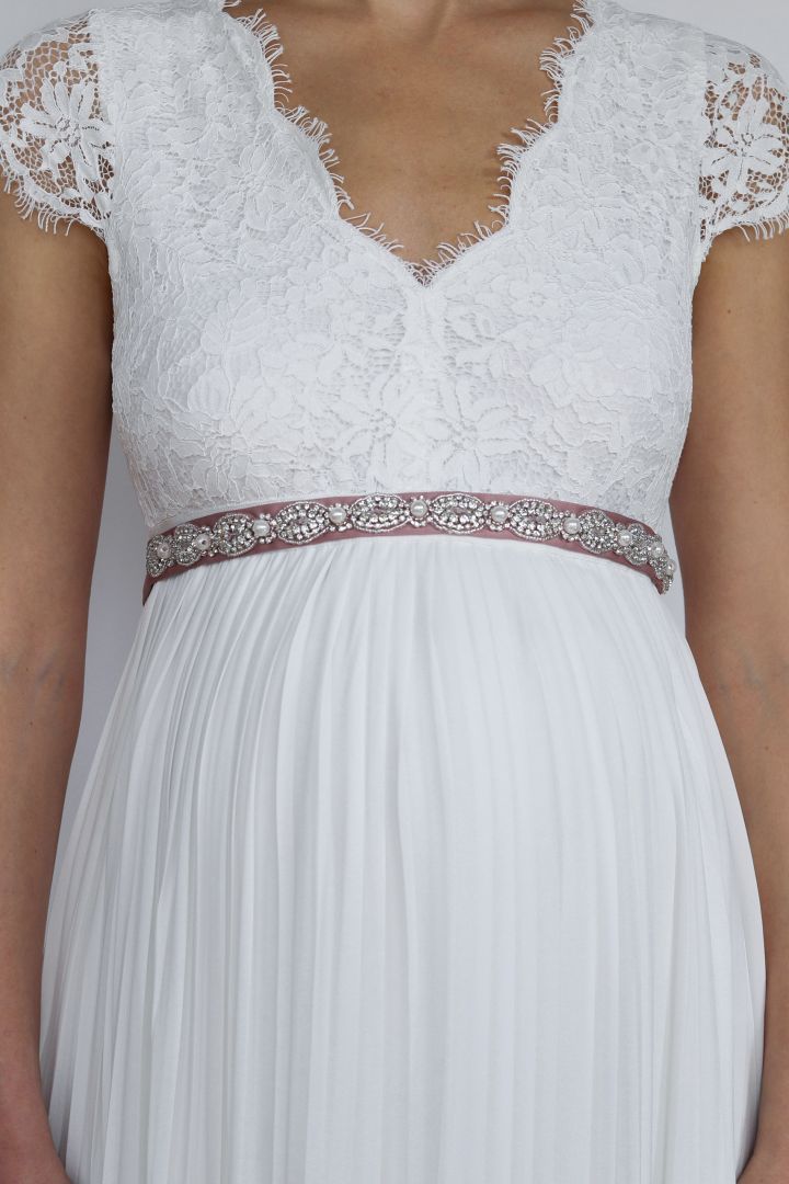 Brautkleid Schärpe mit Ziersteinbesatz altrosa