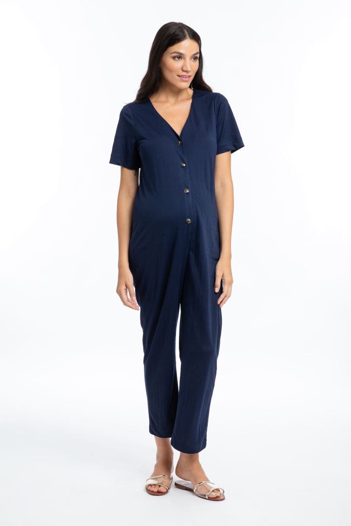 Umstands- und Still-Jumpsuit mit Knopfleiste navy