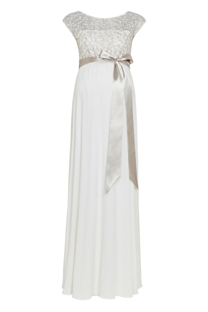 Umstandsbrautkleid mit Paillettenoberteil lang