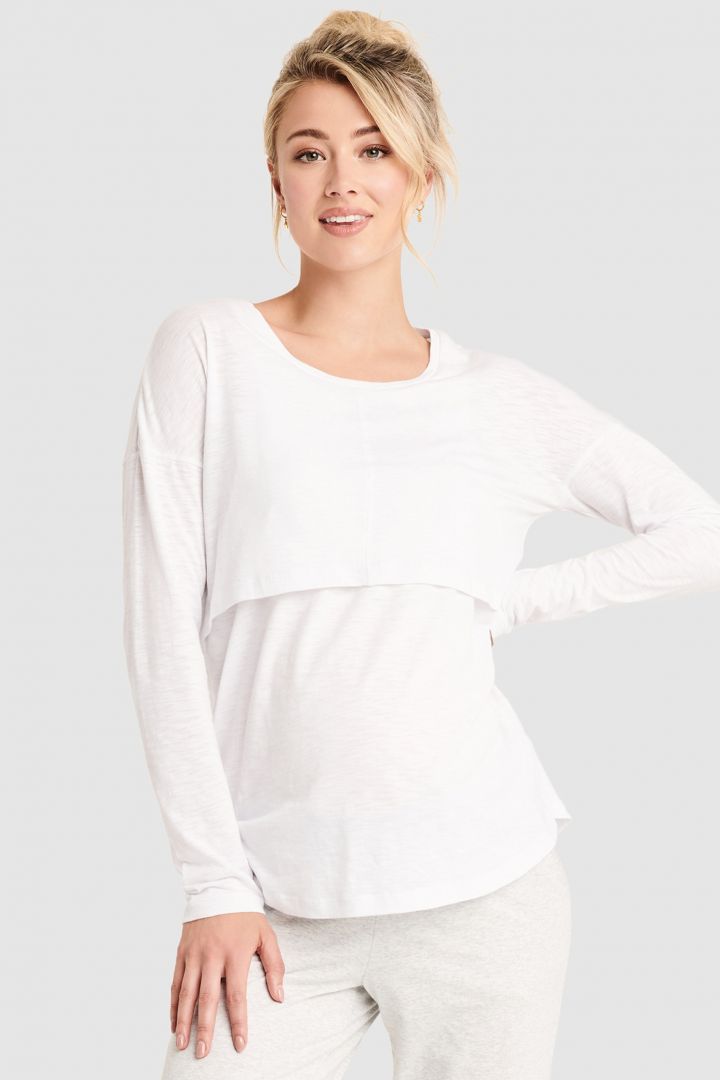 Umstands- und Stillshirt langarm Relax Fit weiß