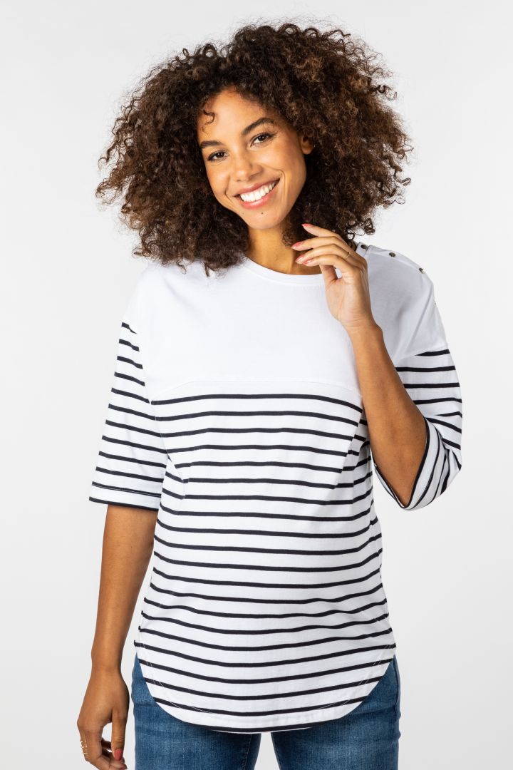 Organic Umstands- und Stillshirt 3/4 Arm gestreift
