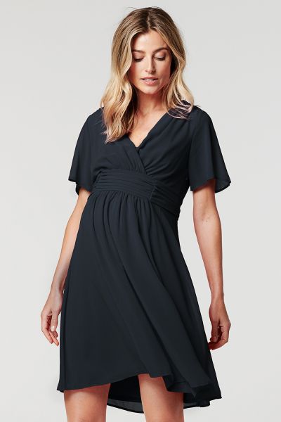 Eco Chiffon Maternity and Nursing Dress navy
