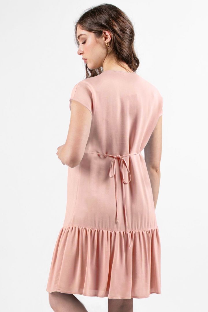 Maternity Dress with Flounce Hem rose