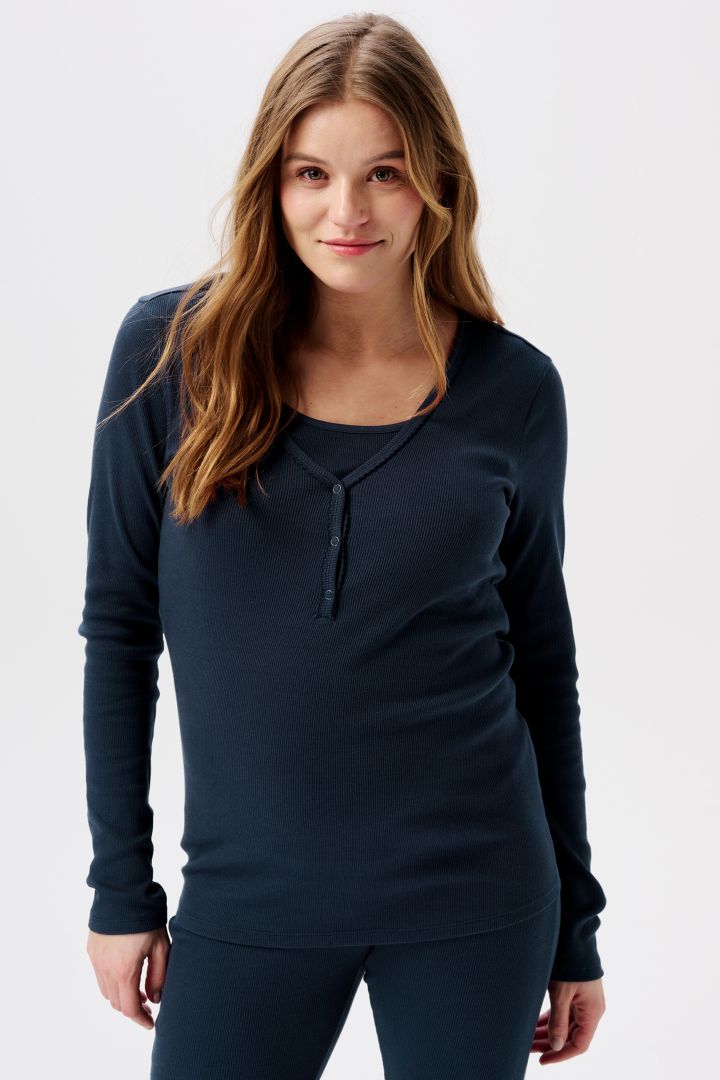 Organic Ripp Umstands- und Stillshirt langarm navy