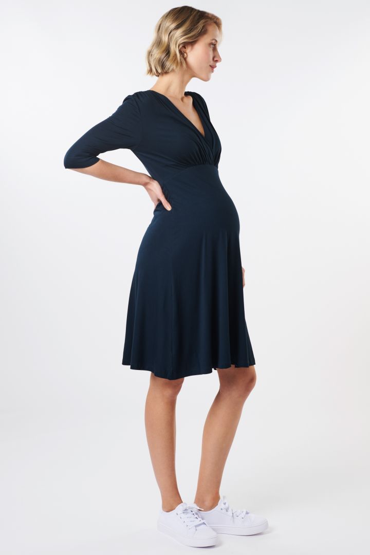 Ecovero Umstands- und Stillkleid mit Post Partum Shaping Top navy