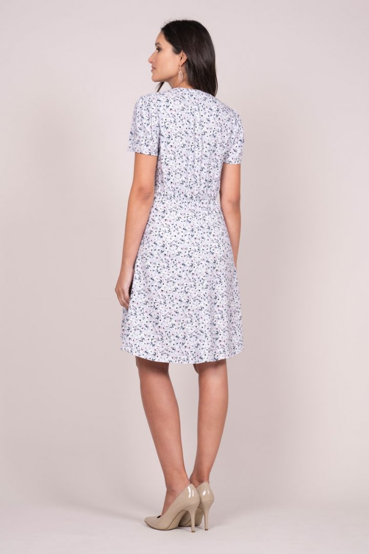 Floral Print Maternity Dress with Tie Neck