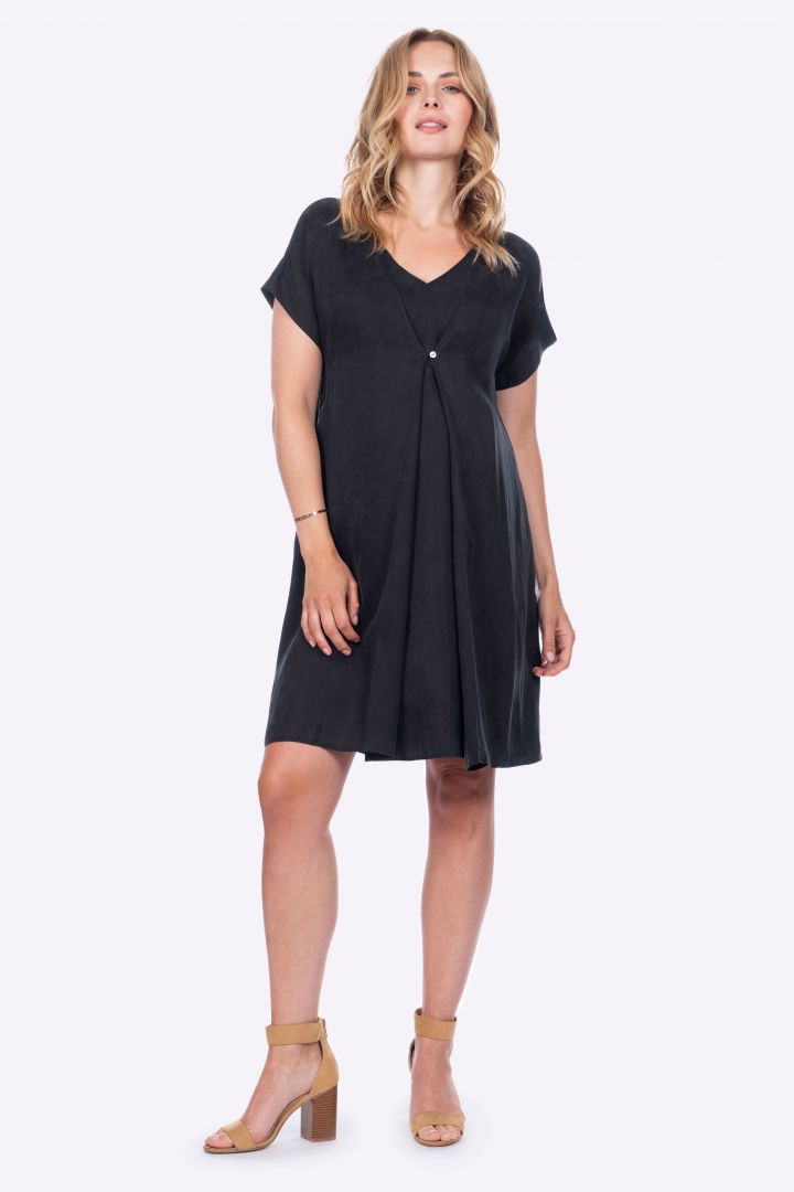 Maternity and Nursing Dress with Button Detail