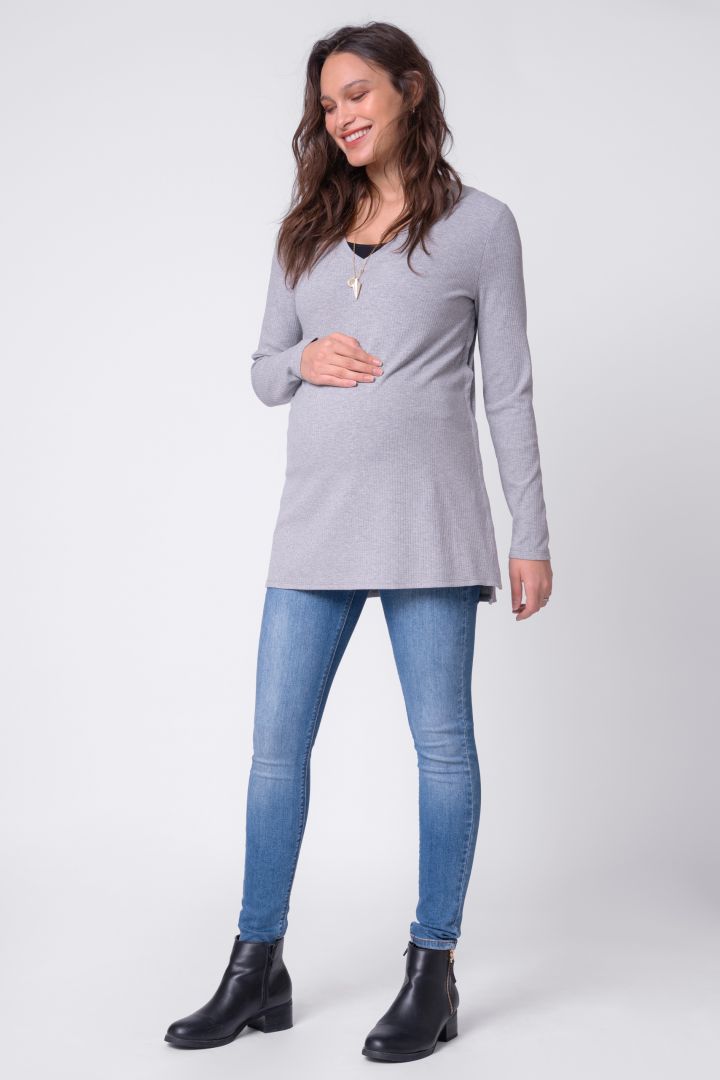 Rippstrick Umstandsshirt mit seitlicher Stillöffnung