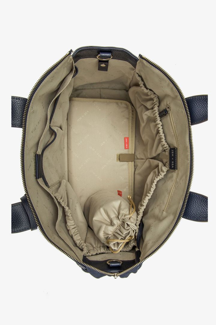 Luxe Wickeltasche aus Kalbsleder navy