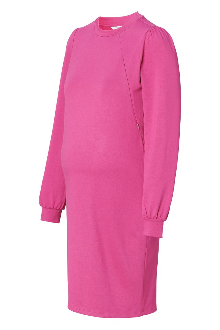 Ecovero Umstandskleid mit Stillöffnungen fuchsia