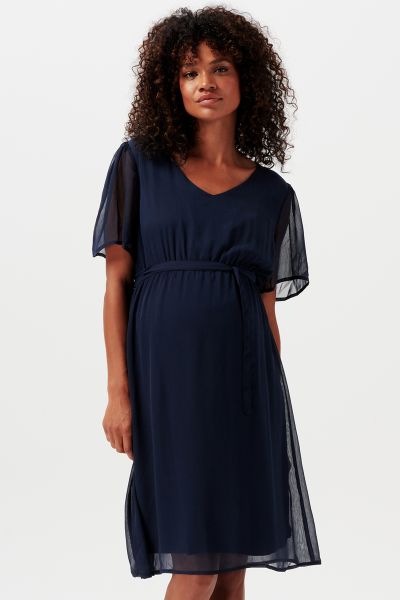 Eco Chiffon Umstandskleid navy