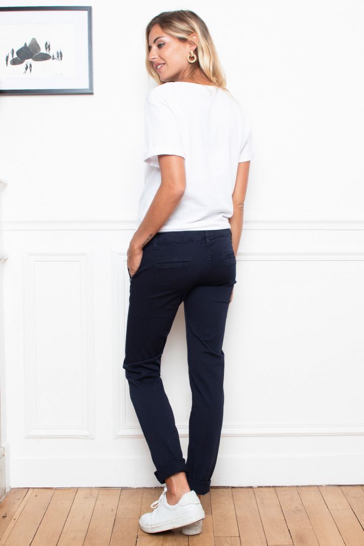 Chino Maternity Trousers with Seamless Band navy