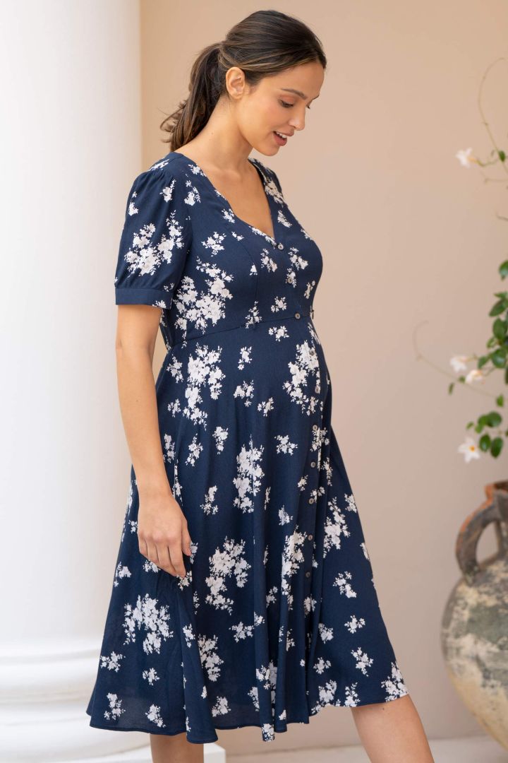 Maternity and Nursing Dress with Floral Print