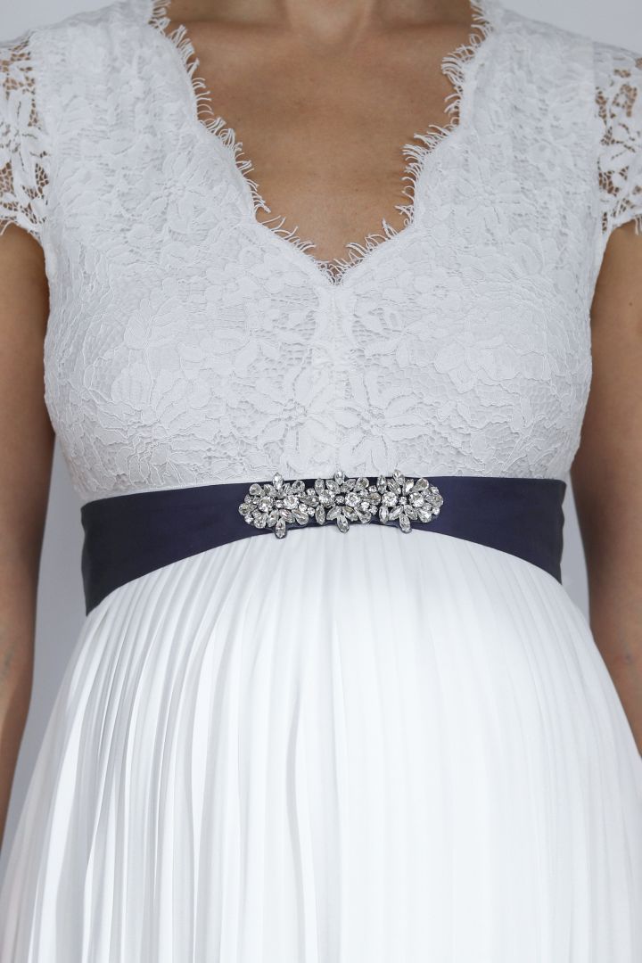 Brautkleid Schärpe mit Blumenverzierung navy