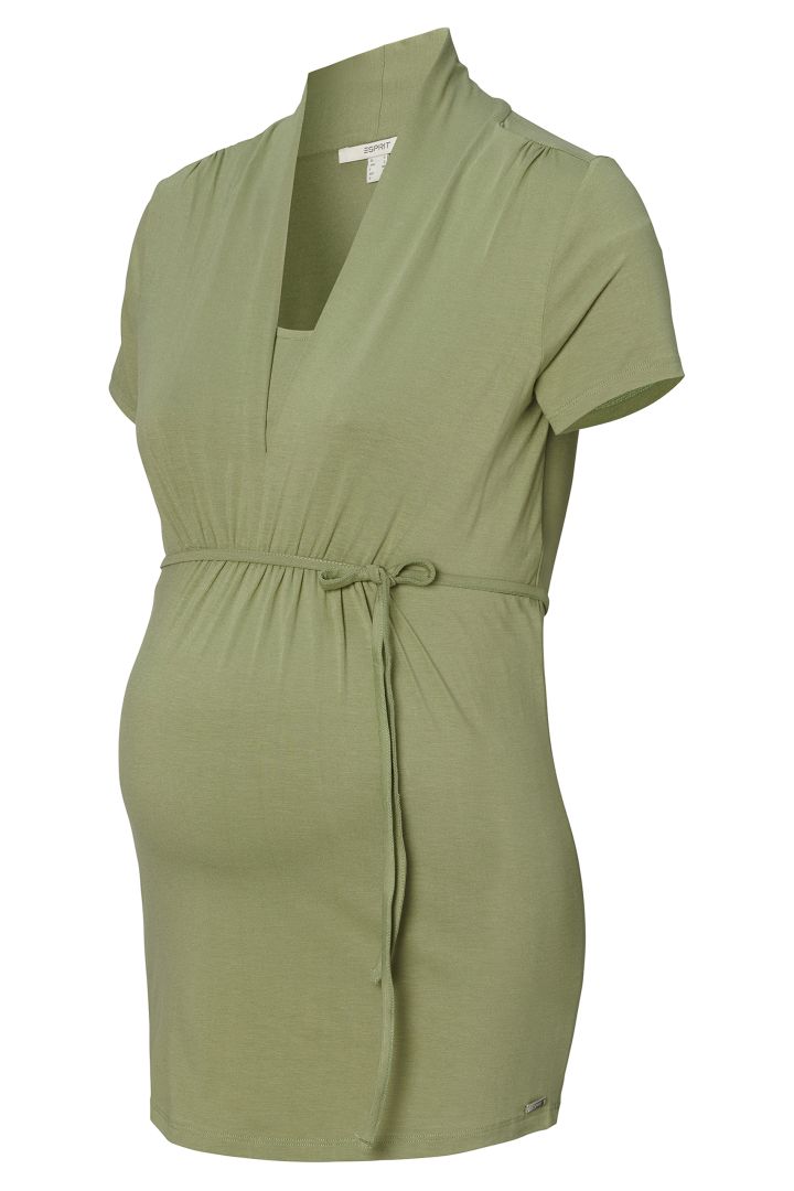 Ecovero Umstands- und Stillshirt mit Bindegürtel olive