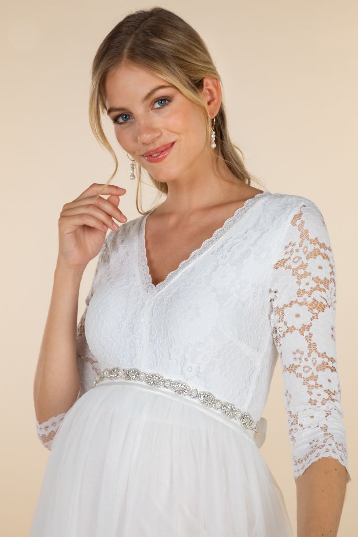 Midi Umstandsbrautrock aus Tüll elfenbein