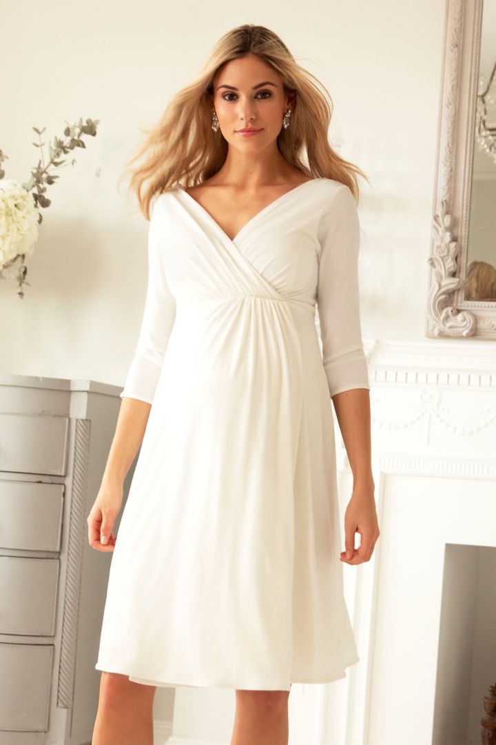 Maternity Wedding Dress with Cache Coeur Neckline