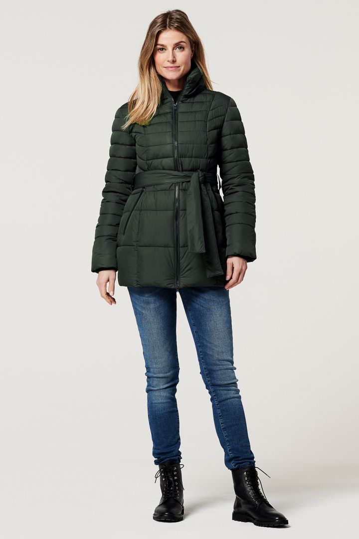Umstands-Steppjacke mit Schwangerschafts-Einsatz khaki