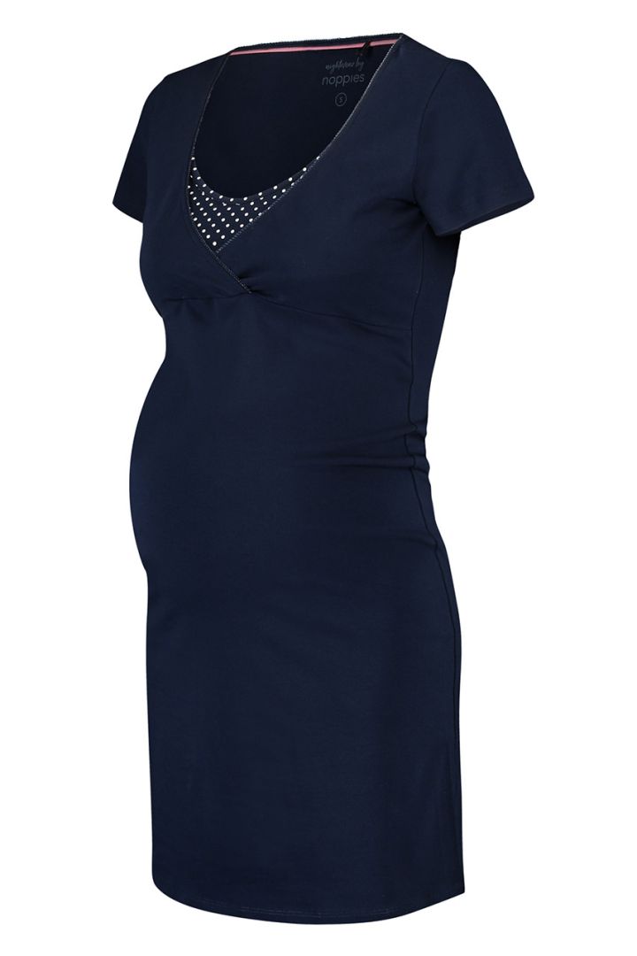 Maternity and nursing nightshirt made of organic cotton, navy
