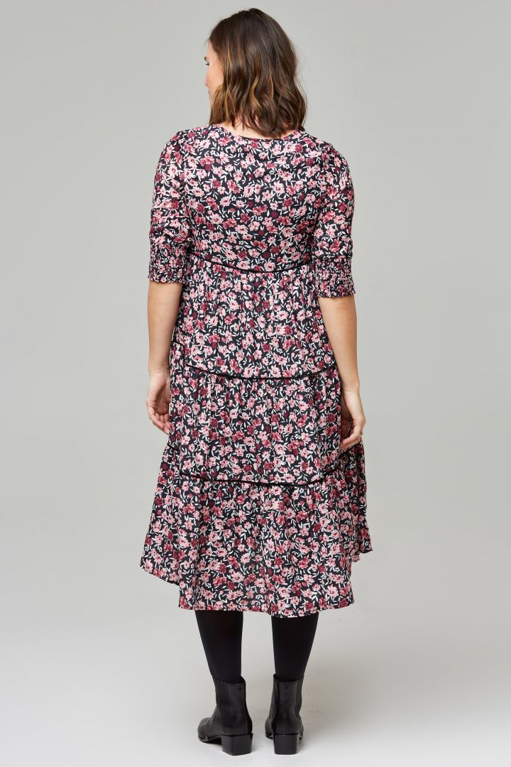 Midi Volant Umstandskleid mit Blumen Print