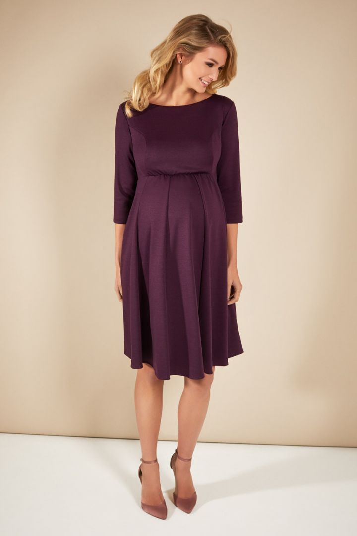 Maternity dress with submarine neckline wine red