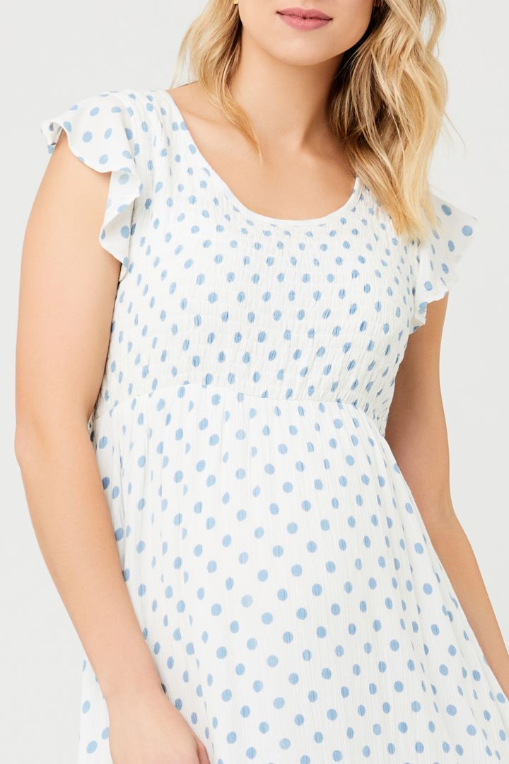 Midi Umstandskleid mit gesmoktem Oberteil