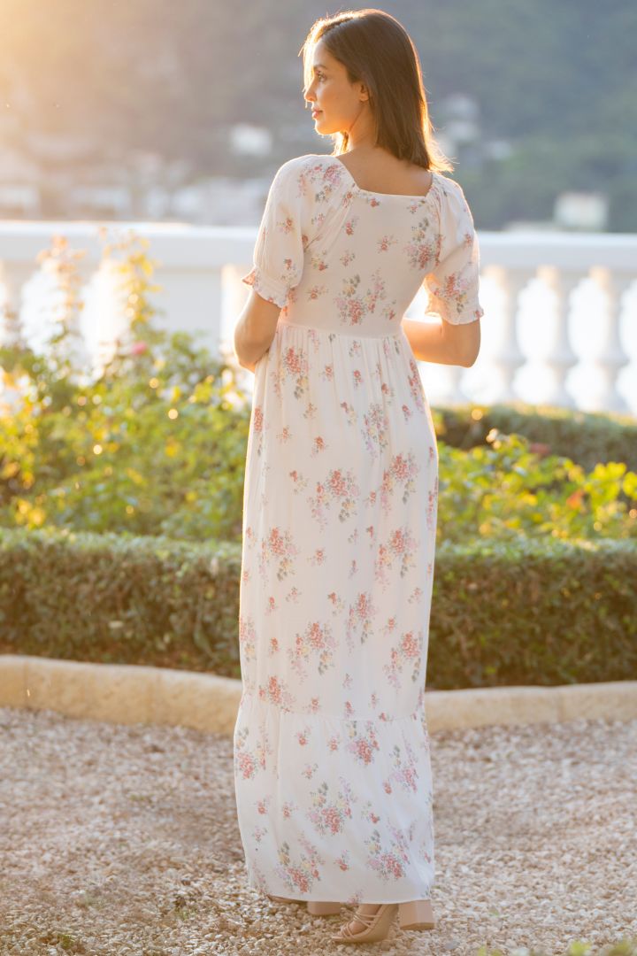 Maxi Umstands- und Stillkleid mit Blumen Print