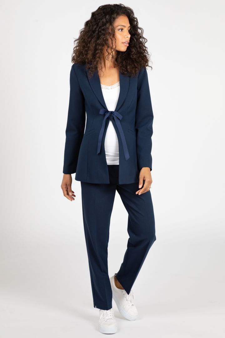 Umstandsblazer mit abnehmbarer Schleife navy