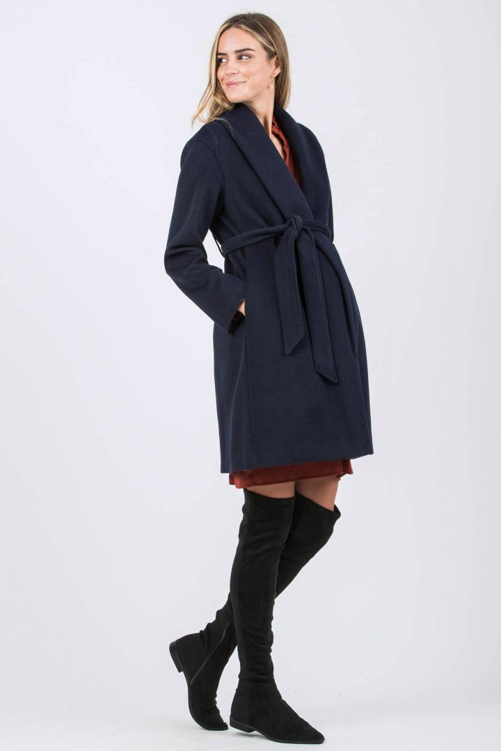 Umstandsmantel mit Schalkragen navy
