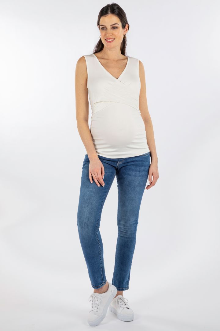 Eco Viskose Cross-Over Umstands- und Stilltop off-white