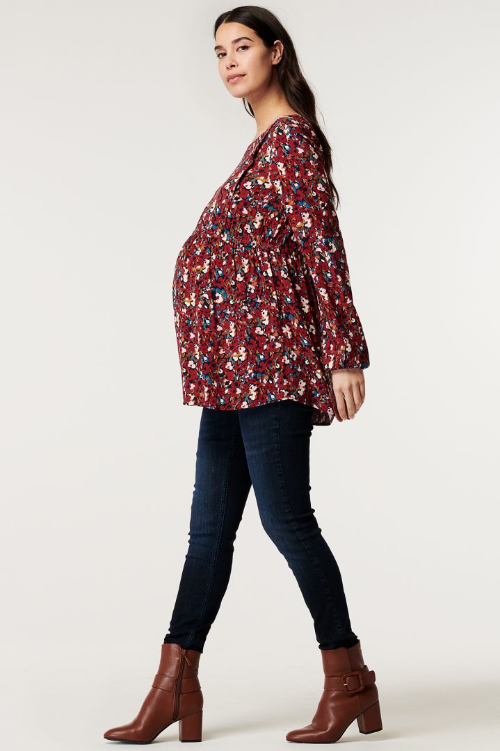 Maternity and Nursing Blouse with Flower Print