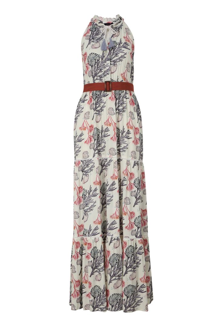 Maxi Umstands- und Stillkleid mit Korallen Print