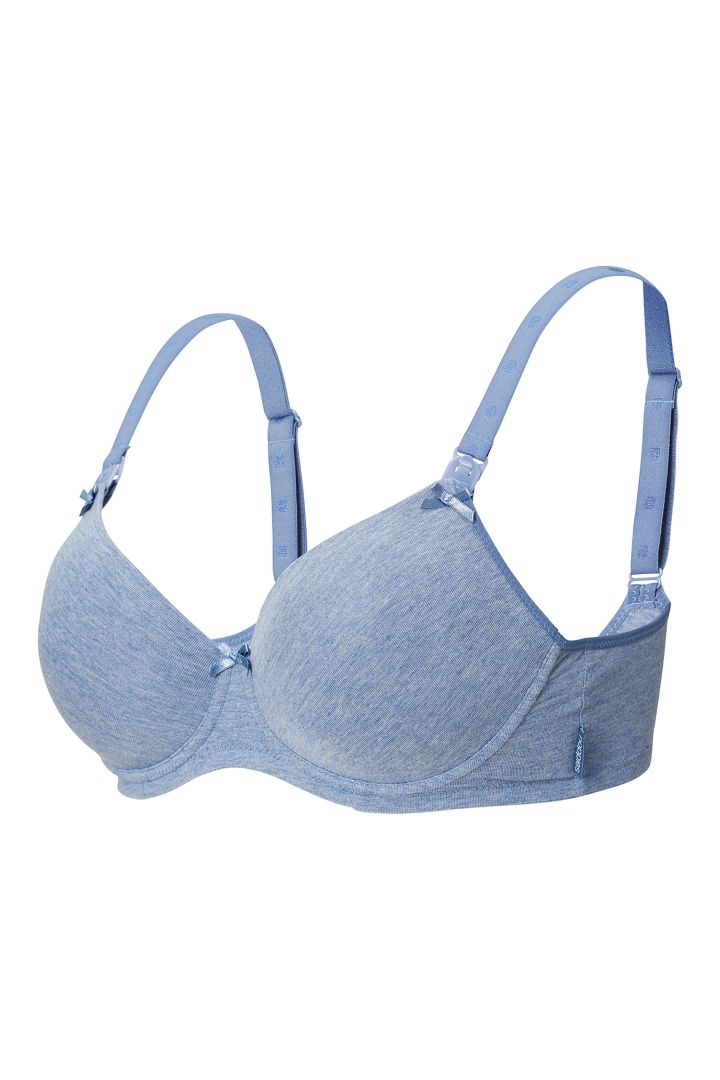 Cotton Nursing Bra with Form Cups and Bow blue