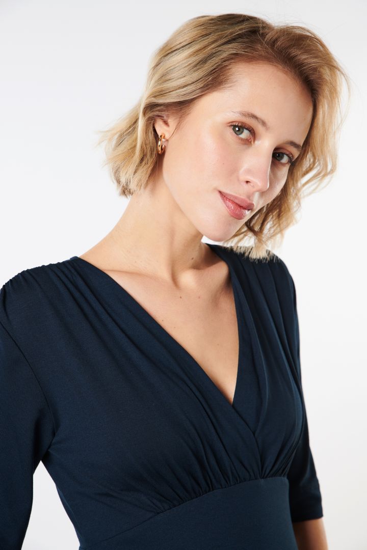 Ecovero Umstands- und Stillkleid mit Post Partum Shaping Top navy