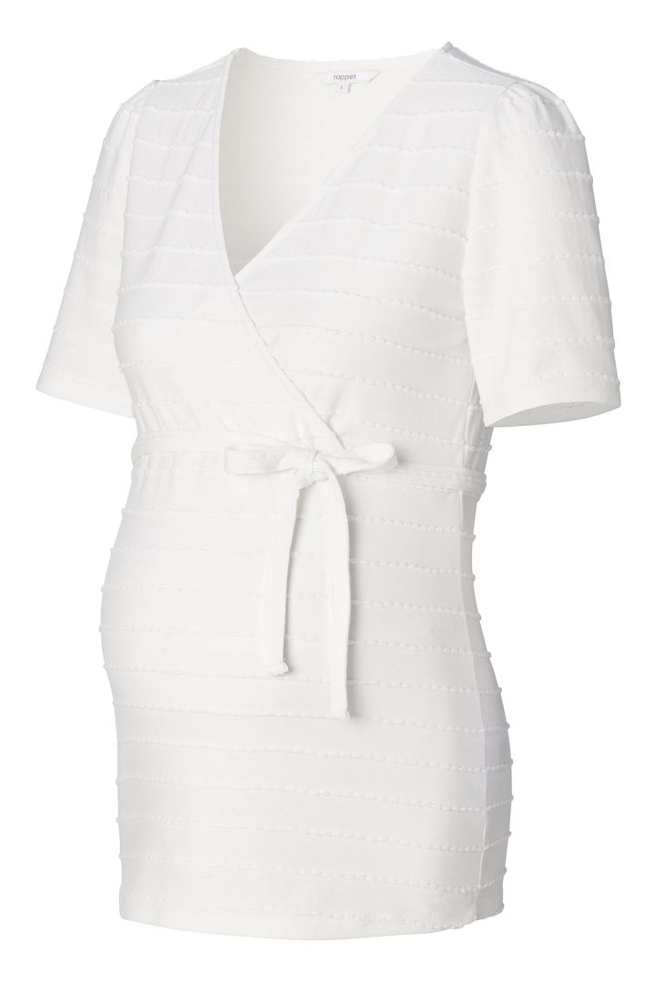 Umstands- und Stillshirt mit Bindegürtel weiß