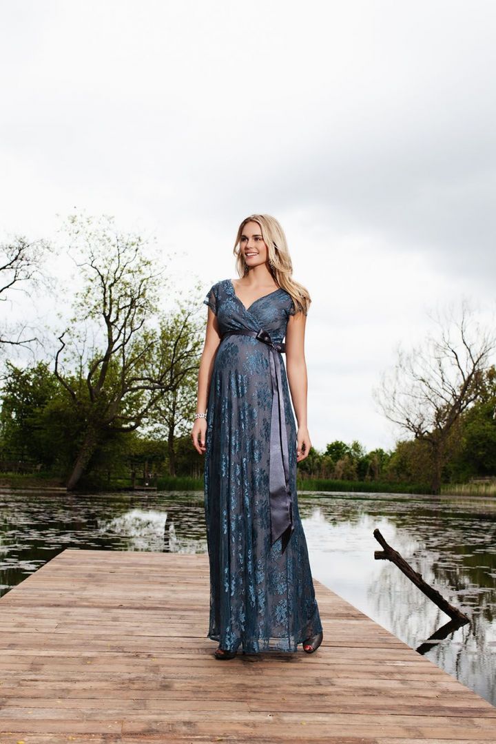 Maternity Lace Dress long blue