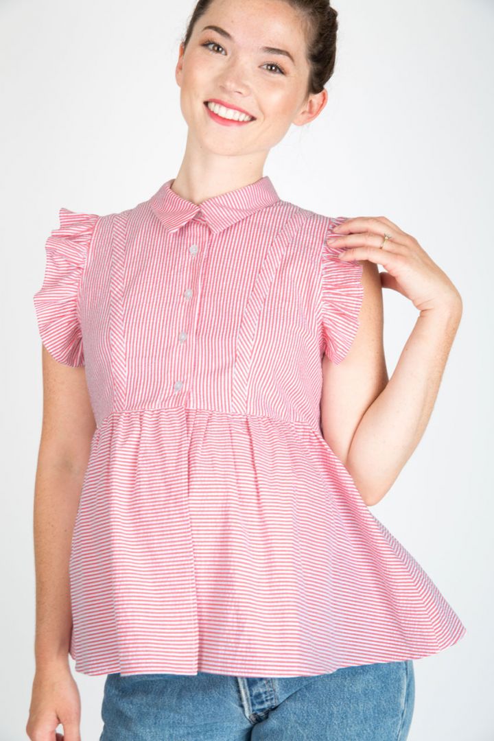 Seersucker Umstands- und Stillbluse