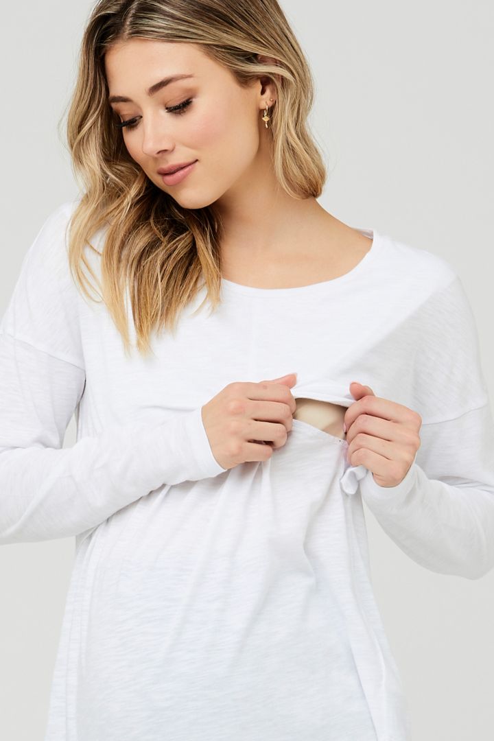 Umstands- und Stillshirt langarm Relax Fit weiß