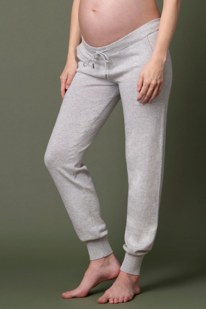 Maternity Knitted Trousers with Elastic Waist grey