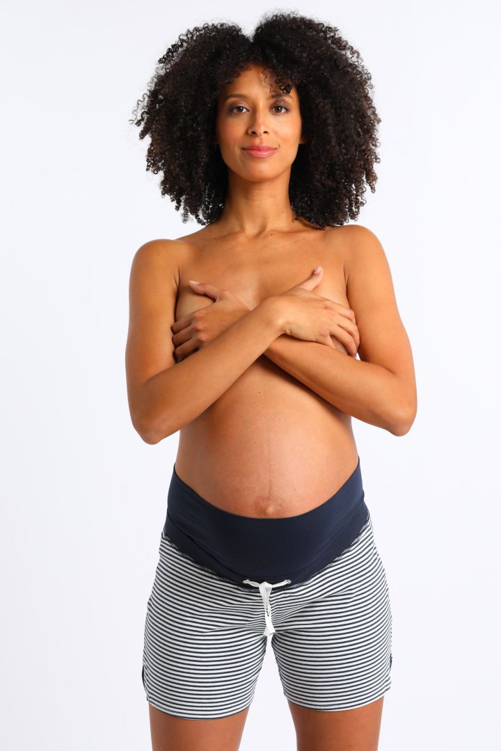 Striped Maternity Shorts in Organic Cotton
